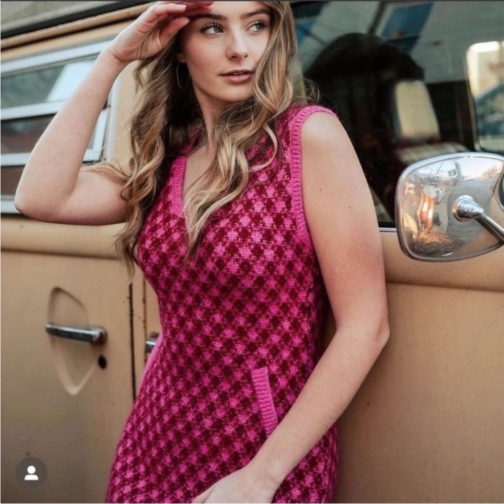 ZARA Women | Pink | PLAID KNIT DRESS - Picture 3 of 13